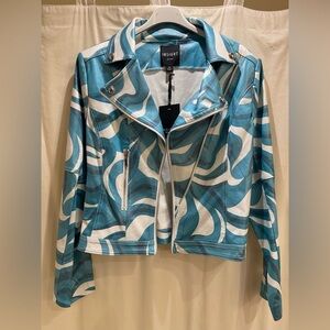 Insight Vegan Leather Moto Jacket -Aqua Swirl